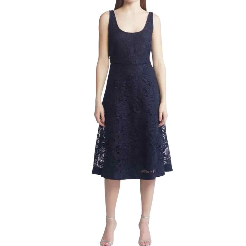 KOBI HALPERIN Jacqueline Paisley Lace Midi Dress Midnight Blue